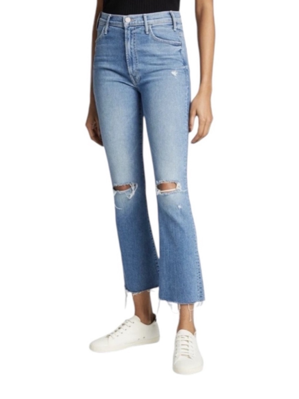 Mother Denim The Hustler Ankle Fray Jeans Thrilling Shots Wash Size 28